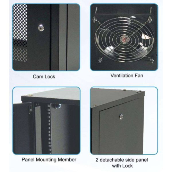 ST Rack WM0465 4U 19" Wall Mount Rack - 220mm (H) x 600mm (W) x 500mm (D) 5 x Power outlet