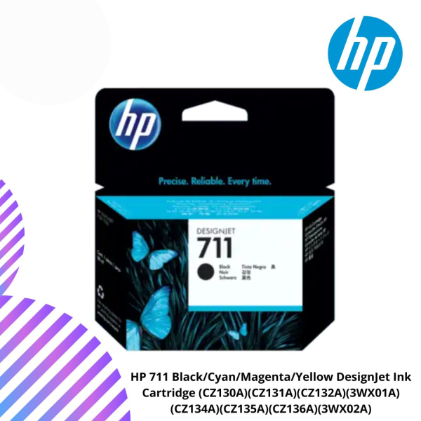 HP 711 Black/Cyan/Magenta/Yellow DesignJet Ink Cartridge (CZ130A)(CZ131A)(CZ132A)(3WX01A)(CZ134A)(CZ135A)(CZ136A)(3WX02A)