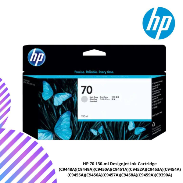HP 70 130-ml DesignJet Ink Cartridge (C9448A)(C9449A)(C9450A)(C9451A)(C9452A)(C9453A)(C9454A)(C9455A)(C9456A)(C9457A)(C9458A)(C9459A)(C9390A)