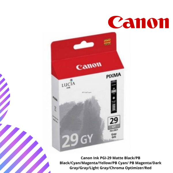 Canon Ink PGI-29 Matte Black/PB Black/Cyan/Magenta/Yellow/PB Cyan/ PB Magenta/Dark Gray/Gray/Light Gray/Chroma Optimizer/Red