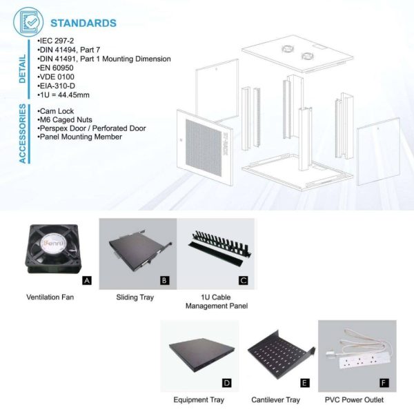 ST Rack WM0465 4U 19" Wall Mount Rack - 220mm (H) x 600mm (W) x 500mm (D) 5 x Power outlet