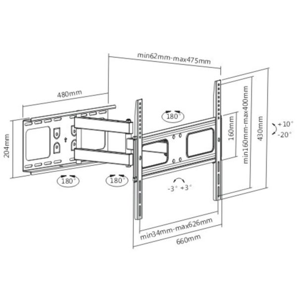 Brateck LPA36-463A 37-70 inch Full-motion TV Wall (LPA36-463A)