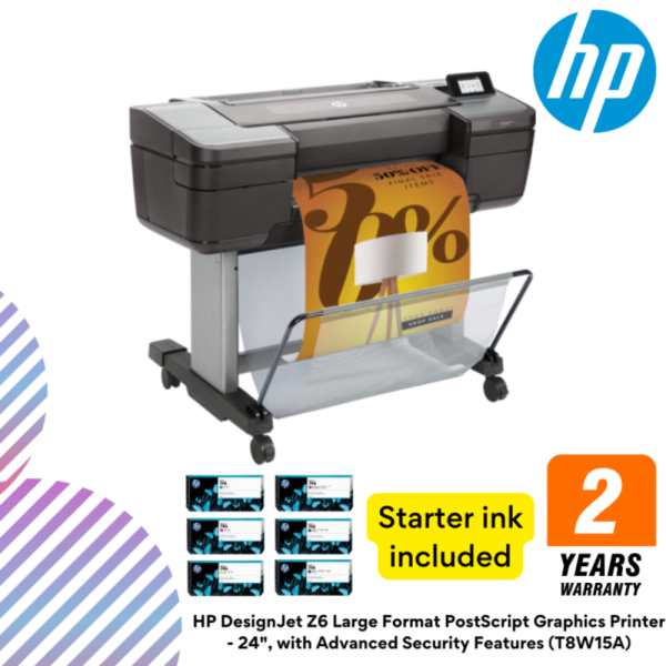 HP DesignJet Z6 Large Format PostScript Graphics Printer - 24", with Advanced Security Features (T8W15A)