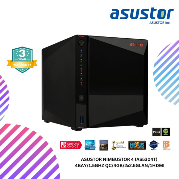 ASUSTOR NIMBUSTOR 4 (AS5304T) 4BAY/1.5GHZ QC/4GB/2x2.5GLAN/1HDMI (Copy)