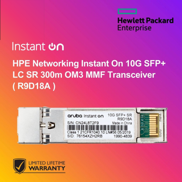 HPE Networking Instant On 10G SFP+ LC SR 300m OM3 MMF Transceiver ( R9D18A )
