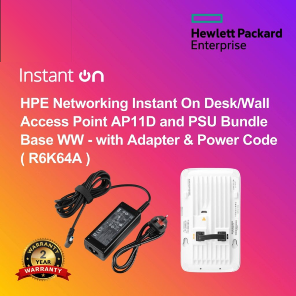 HPE Networking Instant On Desk/Wall Access Point AP11D and PSU Bundle Base WW - with Adapter & Power Code ( R6K64A )