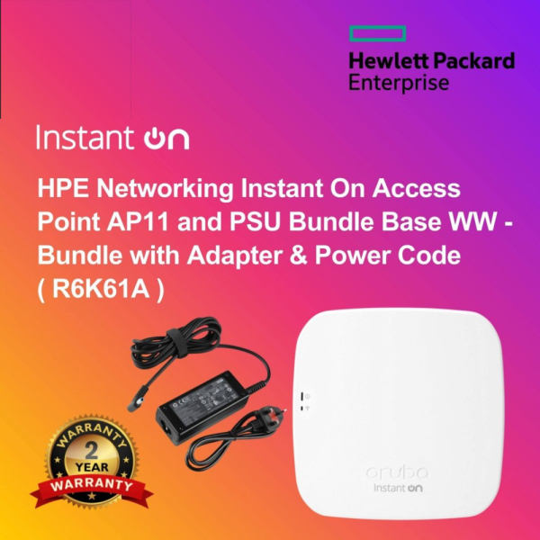 HPE Networking Instant On Access Point AP11 and PSU Bundle Base WW - Bundle with Adapter & Power Code ( R6K61A )