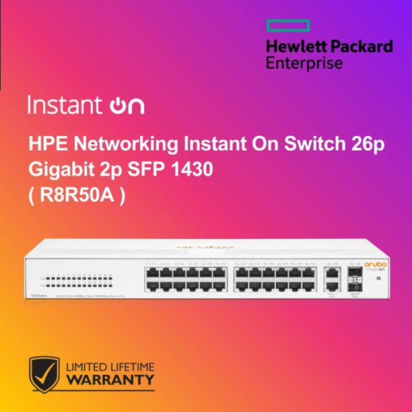 HPE Networking Instant On Switch 26p Gigabit 2p SFP 1430 ( R8R50A )