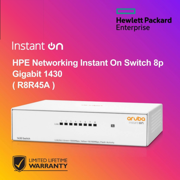 HPE Networking Instant On Switch 8p Gigabit 1430 ( R8R45A )