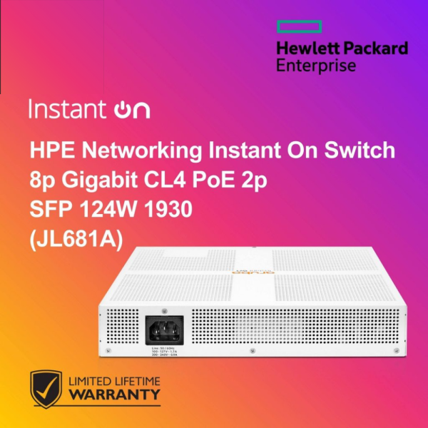 HPE Networking Instant On Switch 8p Gigabit CL4 PoE 2p SFP 124W 1930 (JL681A)