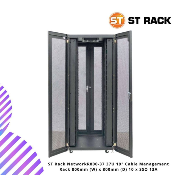 ST Rack NetworkR800-37 37U 19" Cable Management Rack 800mm (W) x 800mm (D) 10 x SSO 13A