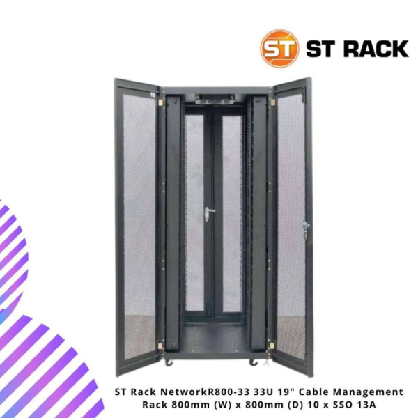 ST Rack NetworkR800-33 33U 19" Cable Management Rack 800mm (W) x 800mm (D) 10 x SSO 13A