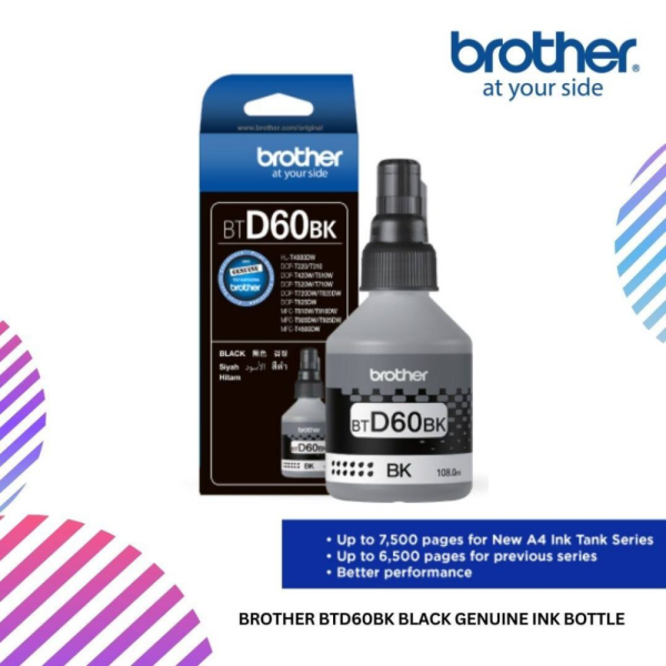 Brother BTD60BK Black Genuine Ink Bottle