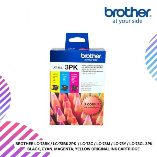 BROTHER LC-73BK / LC-73BK 2PK  / LC-73C / LC-73M / LC-73Y / LC-73CL 3PK Black, Cyan, Magenta, Yellow Original Ink Cartridge