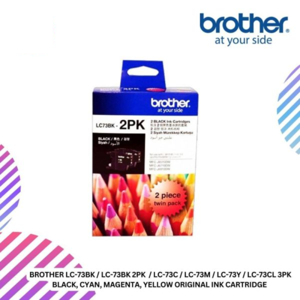 BROTHER LC-73BK / LC-73BK 2PK  / LC-73C / LC-73M / LC-73Y / LC-73CL 3PK Black, Cyan, Magenta, Yellow Original Ink Cartridge
