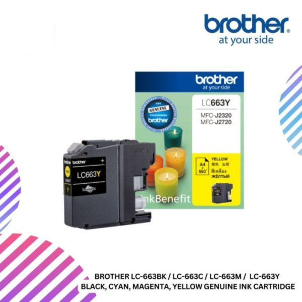 Brother LC-663BK / LC-663C / LC-663M /  LC-663Y  Black, Cyan, Magenta, Yellow Genuine Ink Cartridge