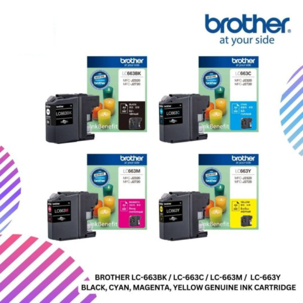 Brother LC-663BK / LC-663C / LC-663M /  LC-663Y  Black, Cyan, Magenta, Yellow Genuine Ink Cartridge