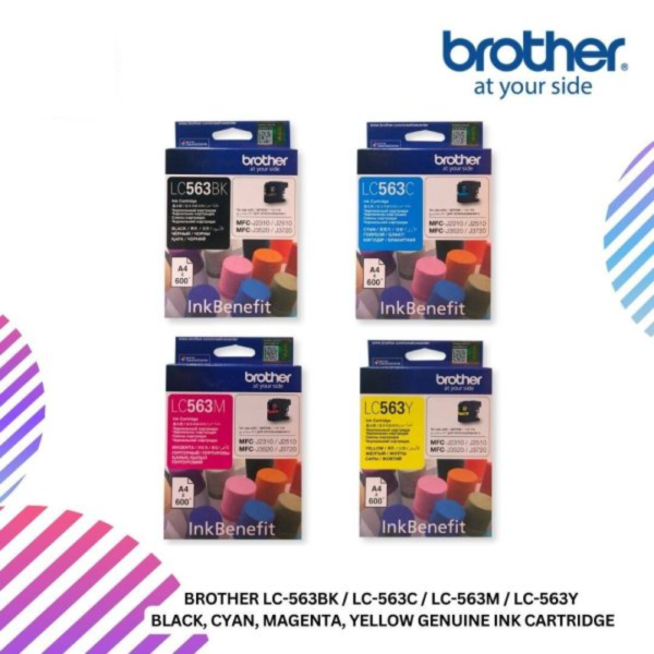 Brother LC-563BK / LC-563C / LC-563M / LC-563Y  Black, Cyan, Magenta, Yellow Genuine Ink Cartridge