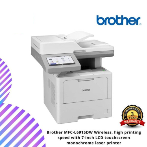 Brother MFC-L6915DW Wireless, high printing speed with 7-inch LCD touchscreen monochrome laser printer