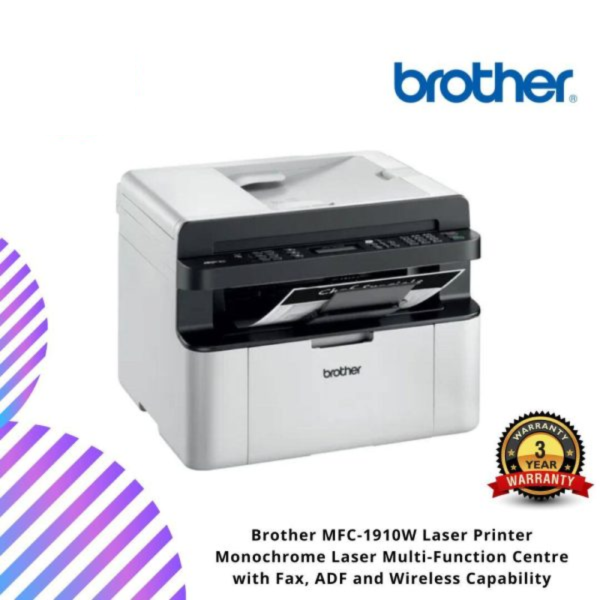 Brother MFC-1910W Laser Printer Monochrome Laser Multi-Function Centre with Fax, ADF and Wireless Capability