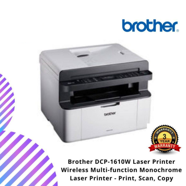 Brother DCP-1610W Laser Printer Wireless Multi-function Monochrome Laser Printer - Print, Scan, Copy