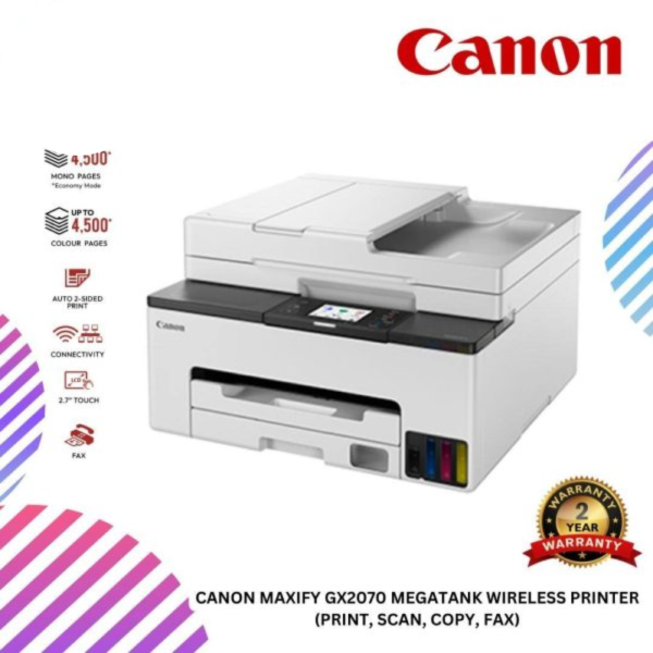 CANON MAXIFY GX2070 MegaTank Wireless Printer (Print, Scan, Copy, Fax)
