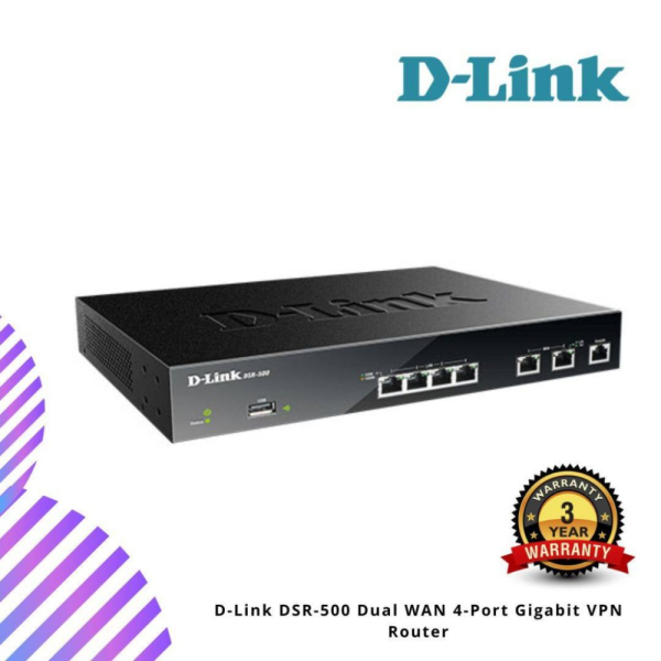 D-Link DSR-500 Dual WAN 4-Port Gigabit VPN Router