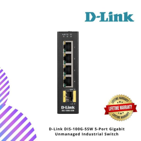 D-Link DIS-100G-5SW 5-Port Gigabit Unmanaged Industrial Switch
