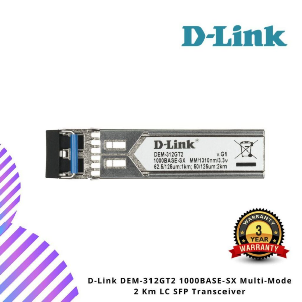 D-Link DEM-312GT2 1000BASE-SX Multi-Mode 2 Km LC SFP Transceiver