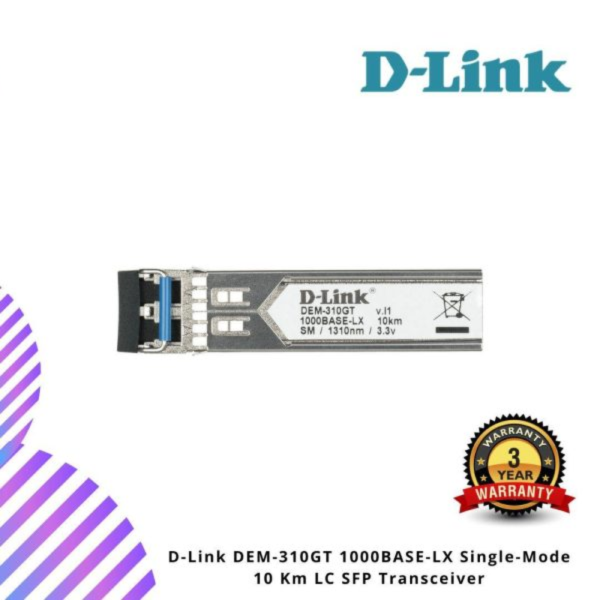 D-Link DEM-310GT 1000BASE-LX Single-Mode 10 Km LC SFP Transceiver