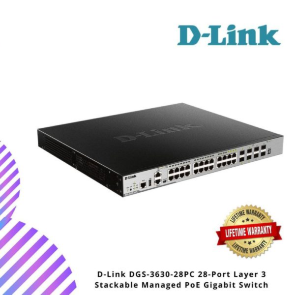 D-Link DGS-3630-28PC 28-Port Layer 3 Stackable Managed PoE Gigabit Switch