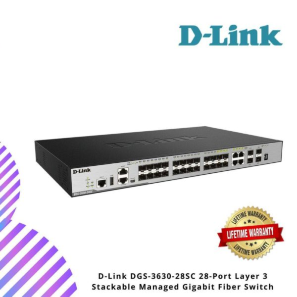 D-Link DGS-3630-28SC 28-Port Layer 3 Stackable Managed Gigabit Fiber Switch
