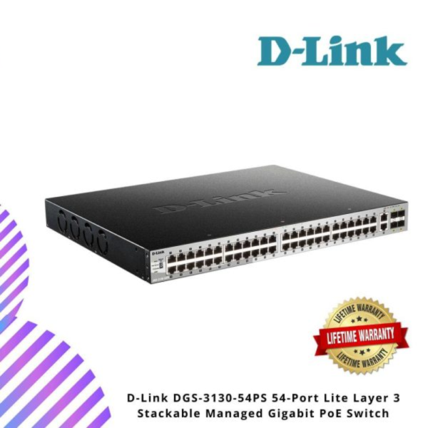D-Link DGS-3130-54PS 54-Port Lite Layer 3 Stackable Managed Gigabit PoE Switch