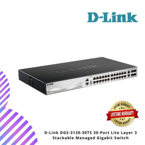 D-Link DGS-3130-30TS 30-Port Lite Layer 3 Stackable Managed Gigabit Switch