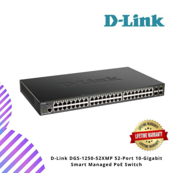 D-Link DGS-1250-52XMP 52-Port 10-Gigabit Smart Managed PoE Switch