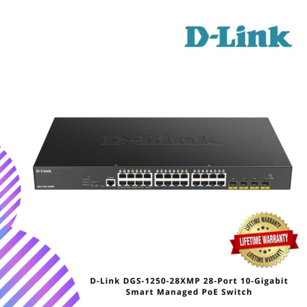 D-Link DGS-1250-28XMP 28-Port 10-Gigabit Smart Managed PoE Switch