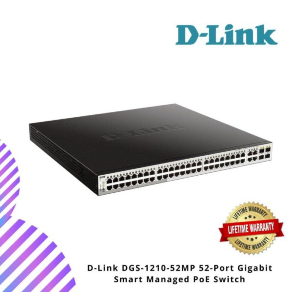D-Link DGS-1210-52MP 52-Port Gigabit Smart Managed PoE Switch