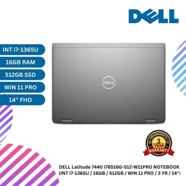 DELL Latitude 7440 i76516G-512-W11PRO NOTEBOOK  (INT i7-1365U / 16GB / 512GB / WIN 11 PRO / 3 YR / 14")