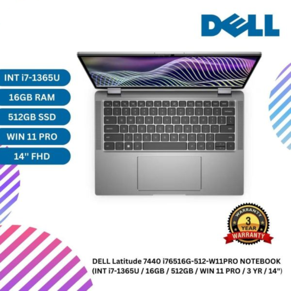 DELL Latitude 7440 i76516G-512-W11PRO NOTEBOOK  (INT i7-1365U / 16GB / 512GB / WIN 11 PRO / 3 YR / 14")
