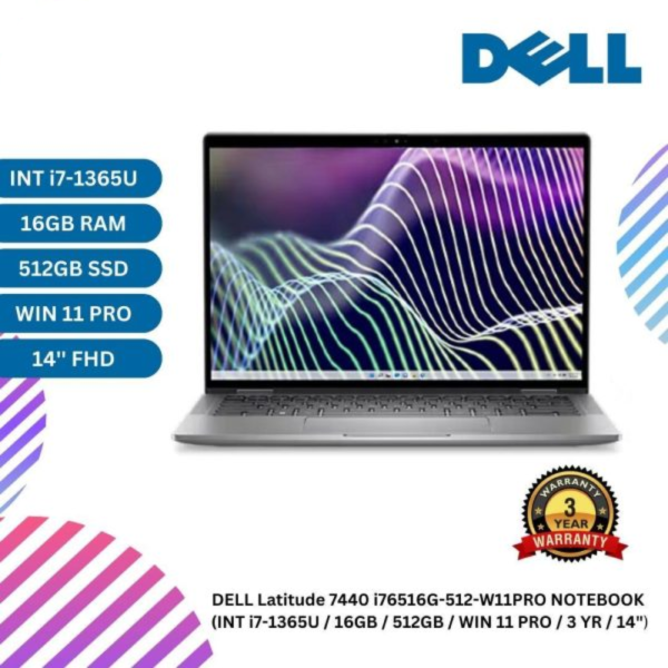 DELL Latitude 7440 i76516G-512-W11PRO NOTEBOOK  (INT i7-1365U / 16GB / 512GB / WIN 11 PRO / 3 YR / 14")