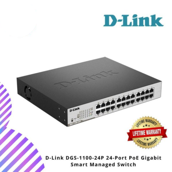 D-Link DGS-1100-24P 24-Port PoE Gigabit Smart Managed Switch