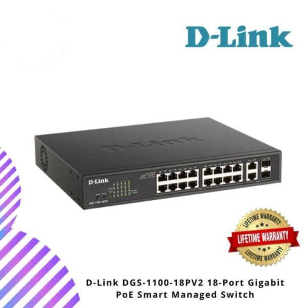 D-Link DGS-1100-18P 18-Port Gigabit PoE Smart Managed Switch