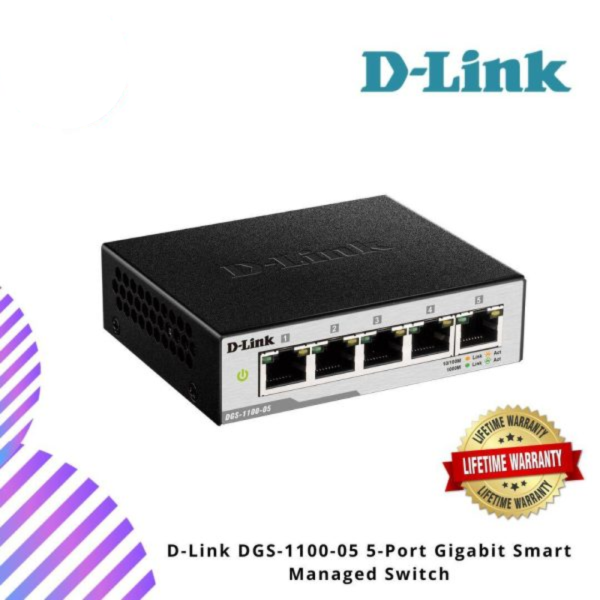 D-Link DGS-1100-05 5-Port Gigabit Smart Managed Switch