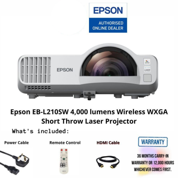 Epson EB-L210SW 4,000 lumens Wireless WXGA Short Throw Laser Projector