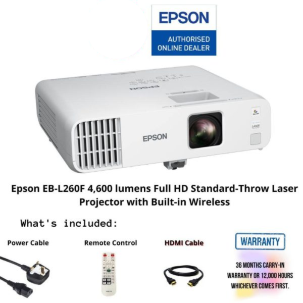 Epson EB-L260F 4,600 lumens Full HD Standard-Throw Laser Projector with Built-in Wireless