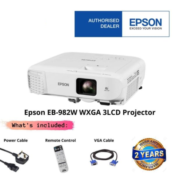 Epson EB-982W WXGA 3LCD Projector - 4,200 lumens