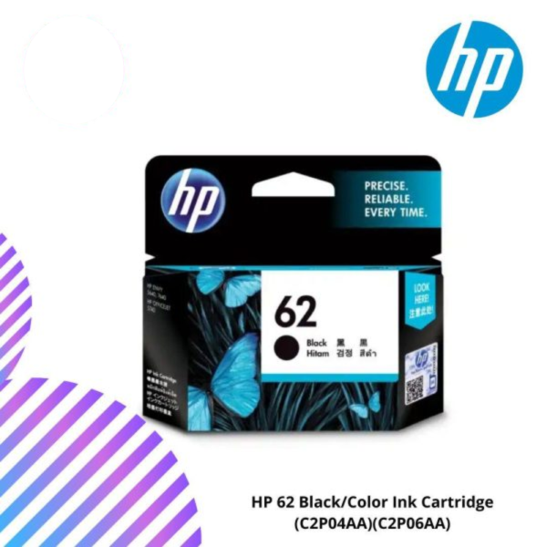 HP 62 Black/Color Ink Cartridge (C2P04AA)(C2P06AA)