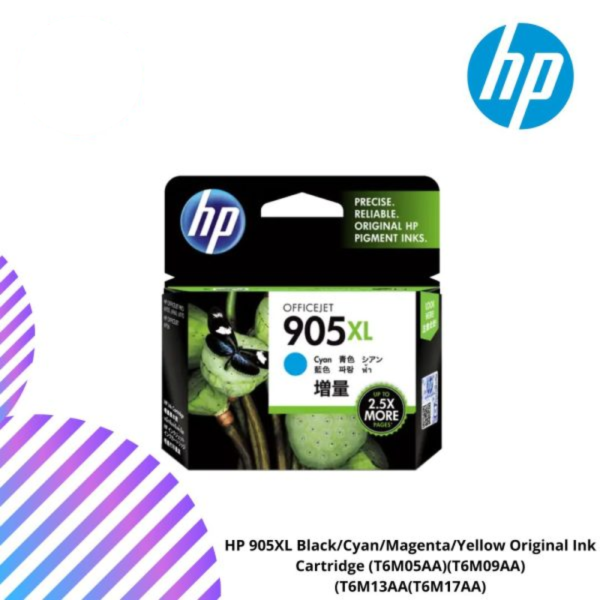 HP 905XL Black/Cyan/Magenta/Yellow Original Ink Cartridge (T6M05AA)(T6M09AA)(T6M13AA(T6M17AA)