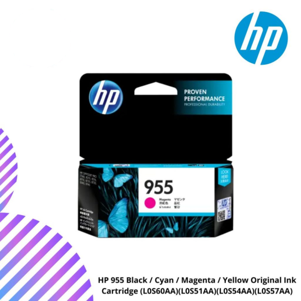HP 955 Black / Cyan / Magenta / Yellow Original Ink Cartridge (L0S60AA)(L0S51AA)(L0S54AA)(L0S57AA)