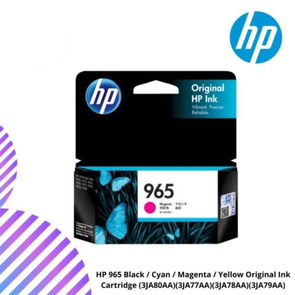 HP 965 Black / Cyan / Magenta / Yellow Original Ink Cartridge (3JA80AA)(3JA77AA)(3JA78AA)(3JA79AA)